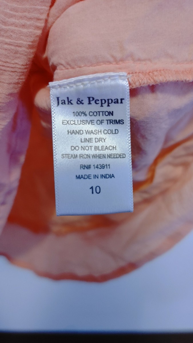 Girls Size 10 Orange Tunic Shirt 100% Cotton Double-layered