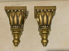 Ornate and Sculptured Corbel Sconce Wall Shelves, w/ edge, simulated Wood Finish