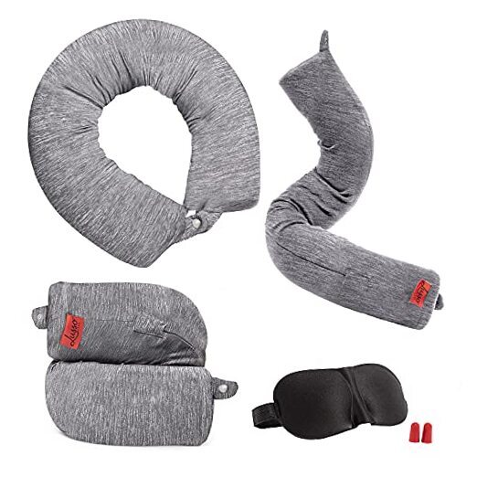 Twist Travel Pillow for Neck, Chin, Lumbar, Leg Support - Memory Foam Gray
