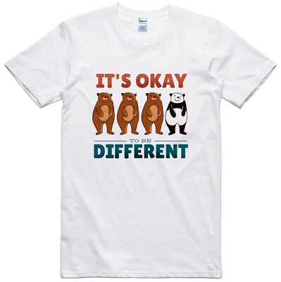 Funny Panda T Shirt It's Ok To Be Different Statement Slogan Cotton Tee