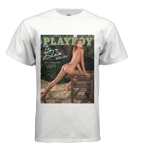 ALTRA T shirt Playboy Cover Stampa Ucraina Unisex Bianca 100% Cotone. S personalizzata
