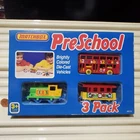 Matchbox 1990 Vintage PreSchool Colors 3 Vehicle Set MB17 Bus, Locomotive, Coach