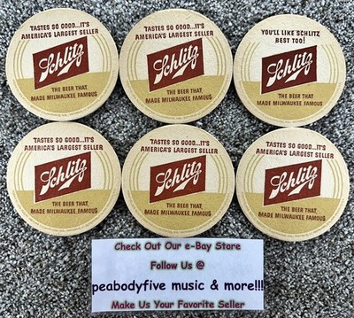 Lot Of 6 VINTAGE JOS. SCHLITZ BEER COASTERS You'll Like Schlitz Best Too! Unused