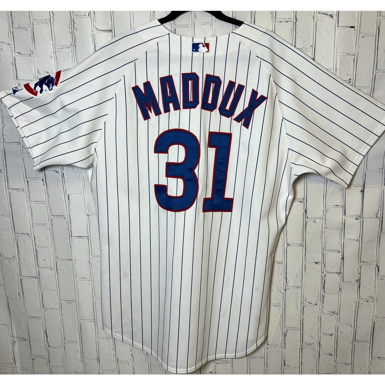 Majestic Greg Maddux #31 Chicago Cubs Authentic Jersey Mens 48 MLB Pinstripe USA