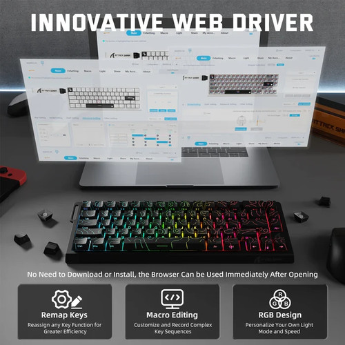 ATTACK SHARK X68PRO HE Wireless Rapid Trigger Mechanical Magnetic Keyboard - 第 24/41 張圖片