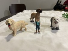 4 Qty SCHLEICH FARM ANIMALS FARMER DOGS GOLDEN RETRIEVER SHEEPDOG GREAT DANE