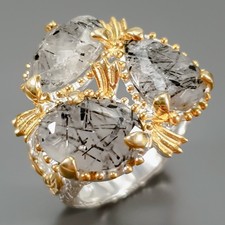 Gift jewelry Natural Rutilated Quartz Ring 925 Sterling Silver Size 9 /R434586