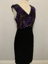 Frank Lyman Size 10 Two Piece Dress & Jacket Black Ruffled Details Made Canada