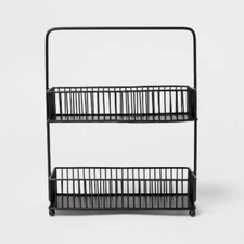 Iron 2-Tier Wire Spice Rack Black - Threshold: Freestanding Seasoning Organizer