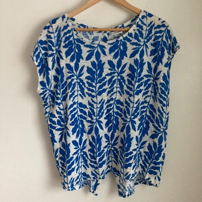 Rachel Zoe 100% linen floral top women's size XXL preowned