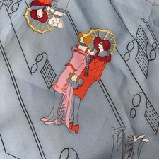 Vintage Blue Scarf Art Deco Ladies Print Square Retro Mod