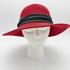 VTG Betmar New York 100 Wool Wide Brim Floppy Hat Burgundy Black Band Union USA