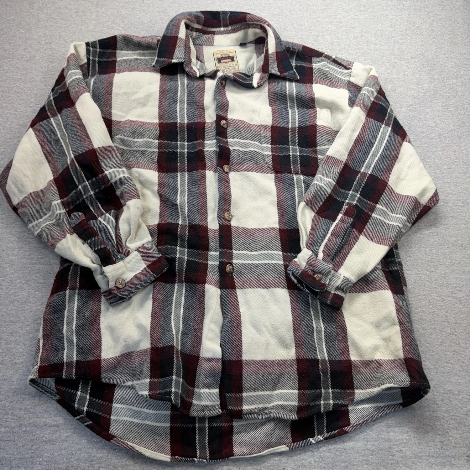Mens XL Red White Black Plaid Flannel Shirt