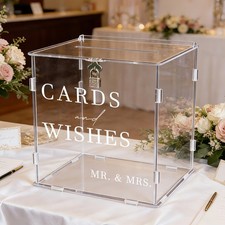 "Clear Acrylic Card Box with Lock Slot, Large Wedding Money Gift Card Box"