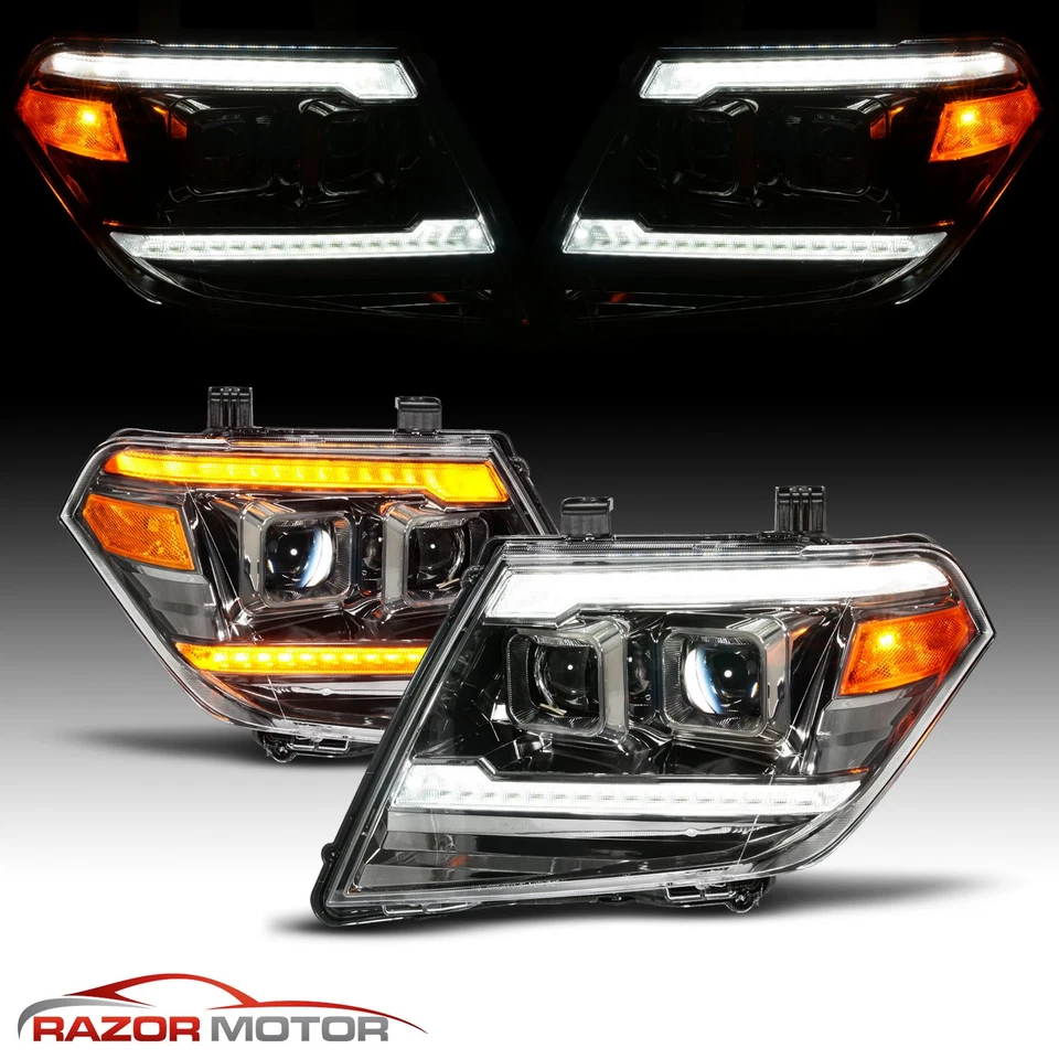 Nissan Frontier 2009-2020 Projector Headlights GunMetal DRL Sequential Light - Imagem 3 de 4
