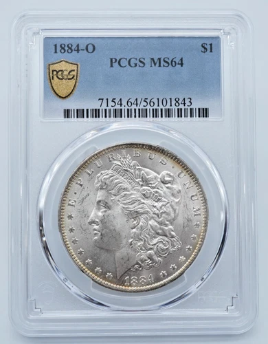 1884-O Morgan Silver Dollar PCGS MS64 Gold Shield Label - T363