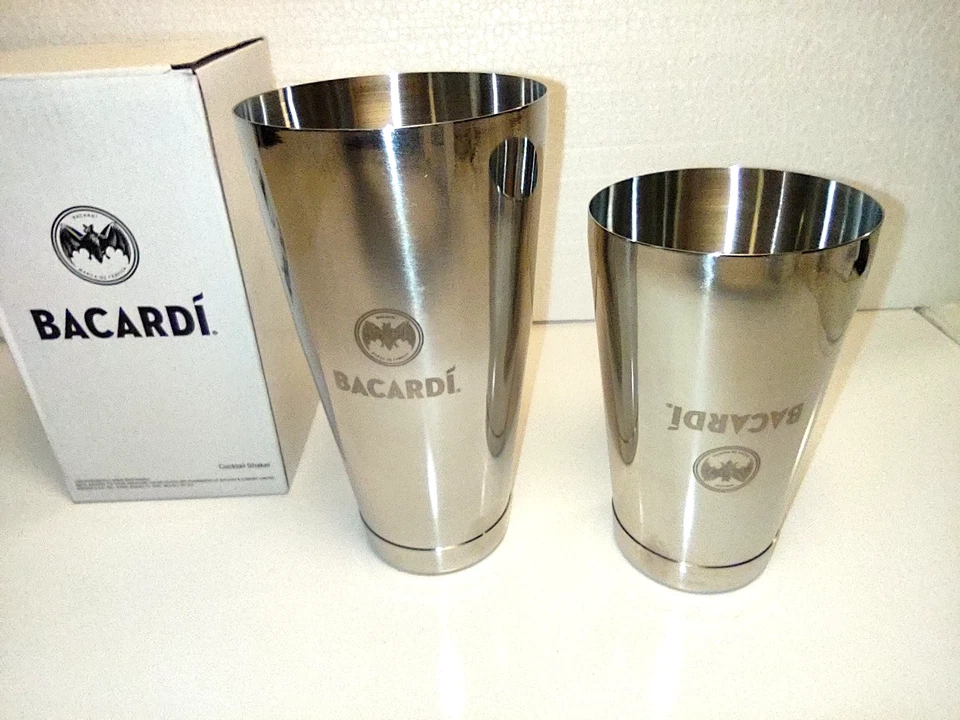 Juego de coctelera Bacardí Ron Boston ponderado 2 piezas cócteles mixología acero inoxidable nuevo Foto 3 de 4