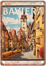 Rothenburg Ob Der Tauber Germany Retro Look Travel Poster Metal Sign T3066