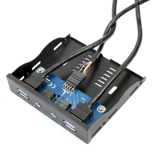 3.5" Hub PC Floppy Bay 19Pin to USB 3.0 HD Audio Front Panel HD Audio Connector