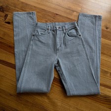 VTG high rise 9 Wrangler 90s Western Taper 28x36 Gray Worn Denim USA mom Jeans