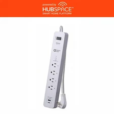 3 Ft. 4-Outlet White Surge Protector Smart with USB Powered by Hubspace