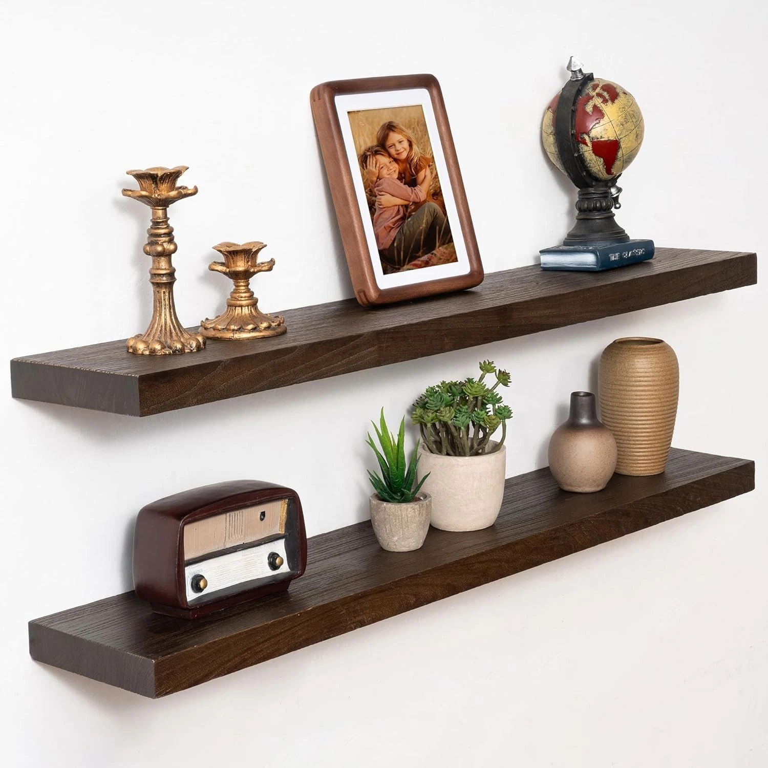 36 inch Floating Shelves Wall Solid Elm Wood Shelves Rustic Wall Shelves