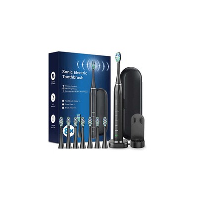 Color: BLACK - Smart Sonic Dental Care Toothbrush With 8 Brush Heads