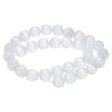 32pcs White Cat's Eye Stone Beads 12mm Round Crystal Loose Bead