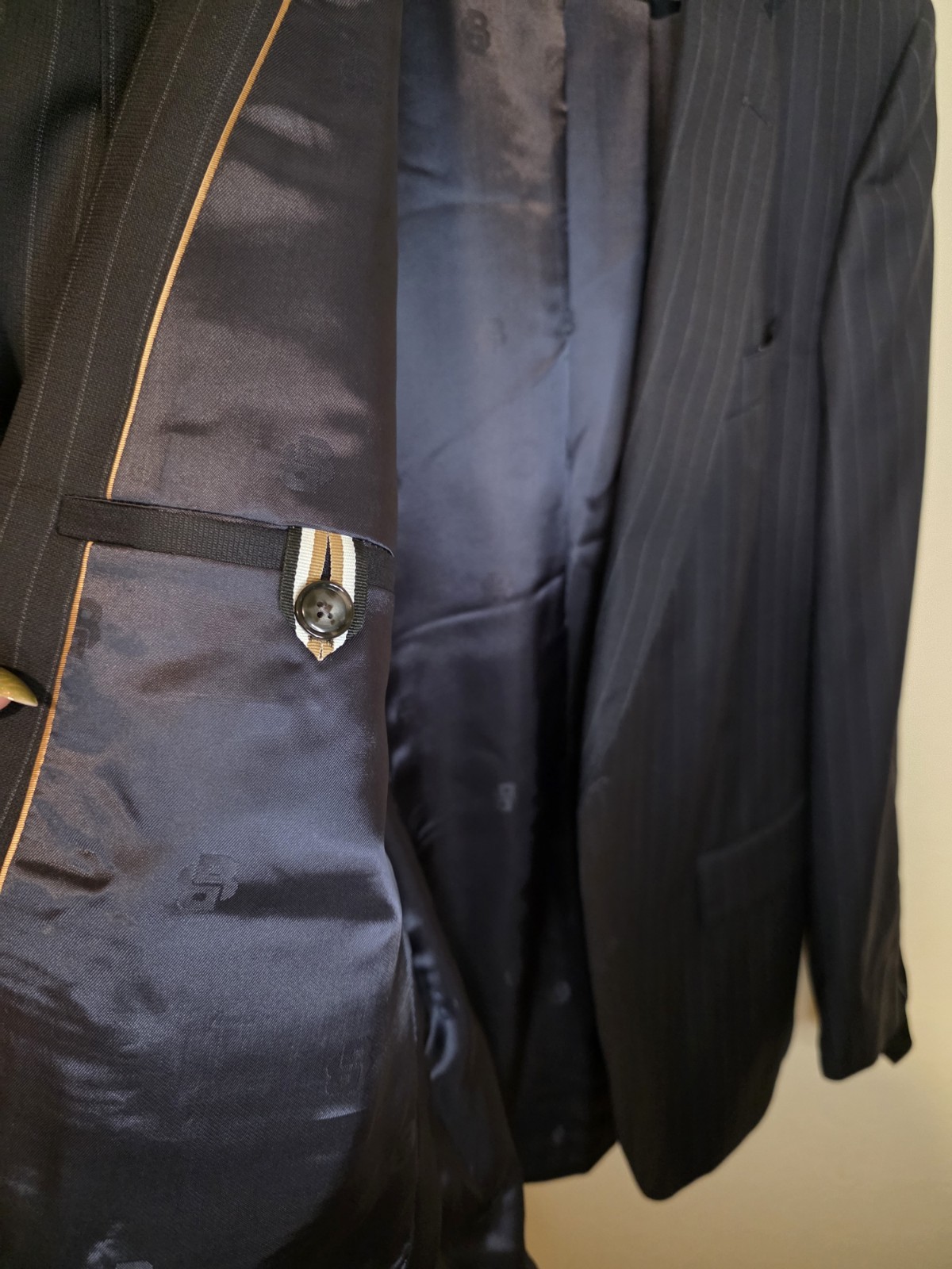 Hugo BOSS Huge Slim Fit Navy Pinstripe Wool Jacket BOSS 40R thumbnail 8