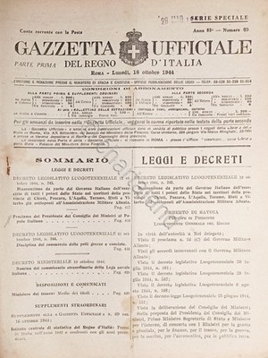 Official Journal of the Kingdom of Italy No. 69 - 1944