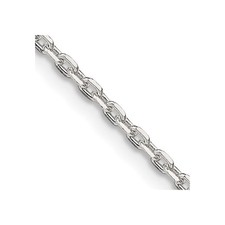 925 Sterling Silver 2mm Beveled Oval Cable Chain Necklace 18"