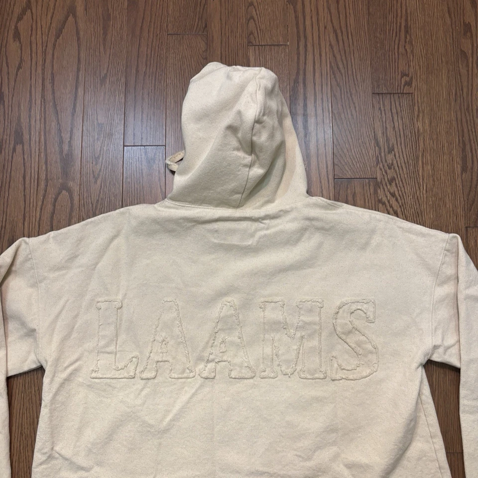 Moletom com capuz LAAMS NYC lona branco marfim masculino grande recortado tamanho grande Supreme Palace - Imagem 3 de 4