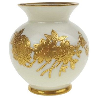 HP Handmalerei Blumen Golddekor Vase klein
