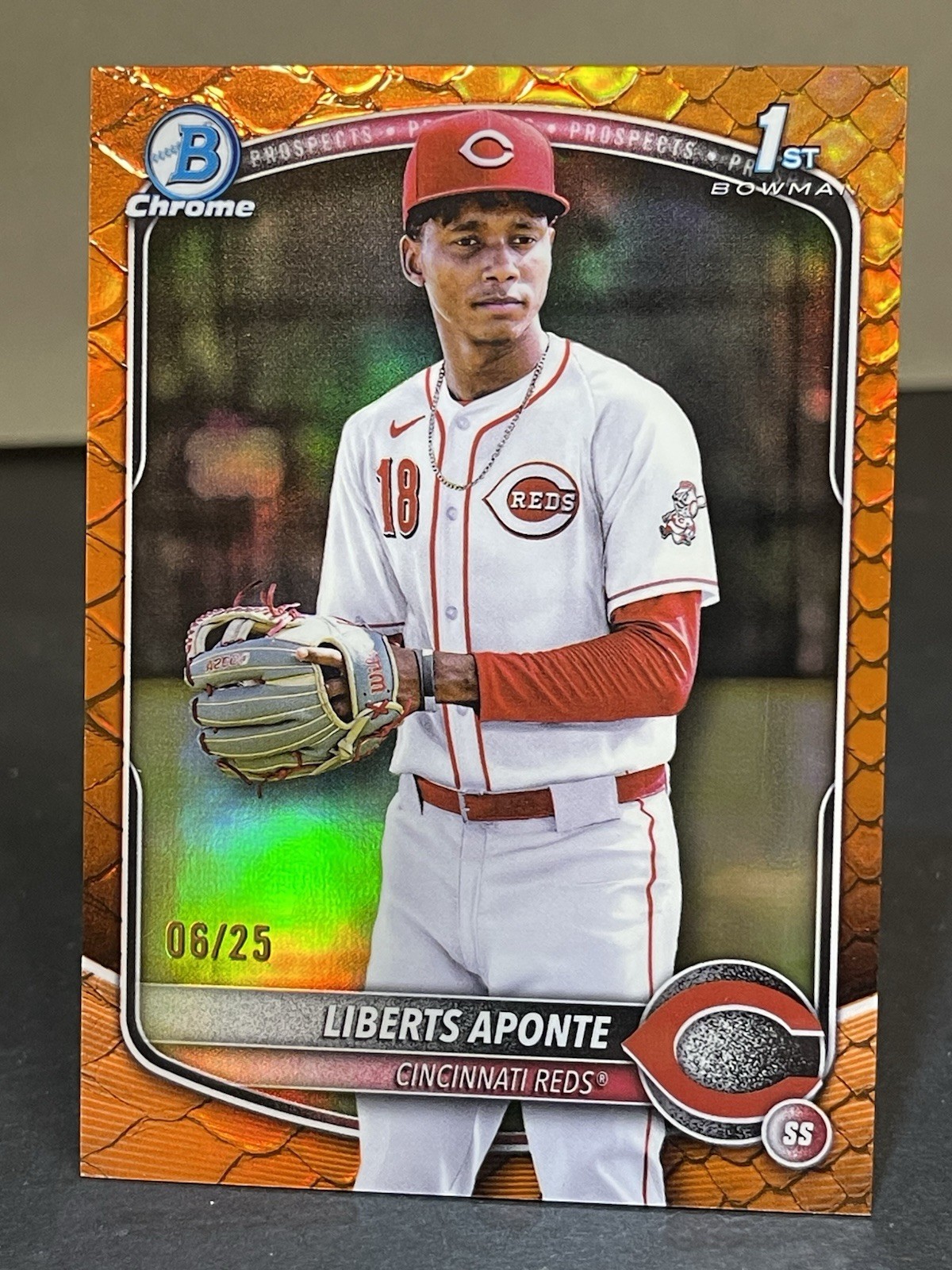 2025 Bowman Chrome Liberts Aponte #BCP-174 Orange Reptilian Refractor /25
