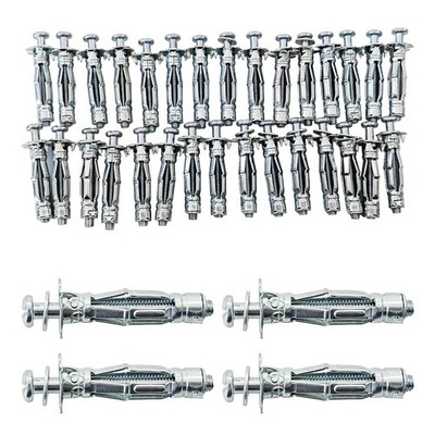 30Pcs M4x32mm Heavy Duty Zinc Plated Steel Molly Bolt Hollow M4x32mm, Silver 