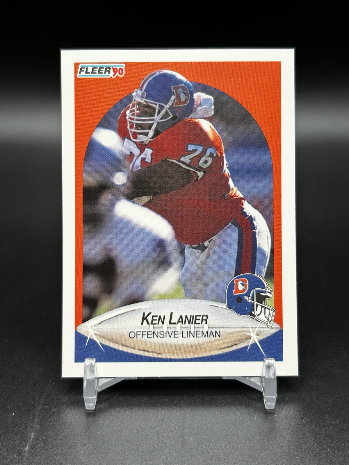 Ken Lanier, 1990 Fleer Football Card, #27, Denver Broncos, RC