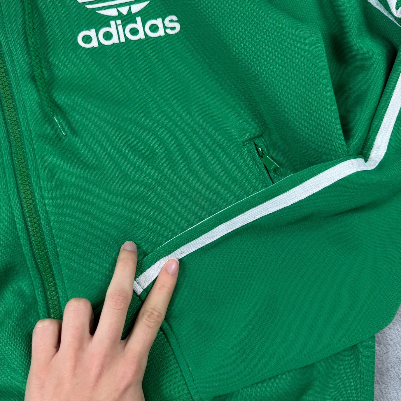 VTG Adidas Originals 2000s Y2K Green Firebird Small Full Zip Hoodie Track Jacket image 7