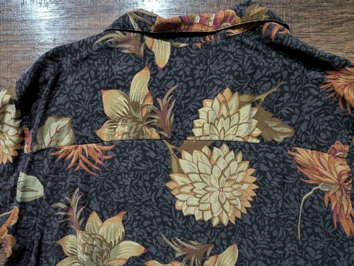 Island Shores Washable 100% Silk Floral Color Hawaiian Button Down Shirt Size L - Picture 12 of 13
