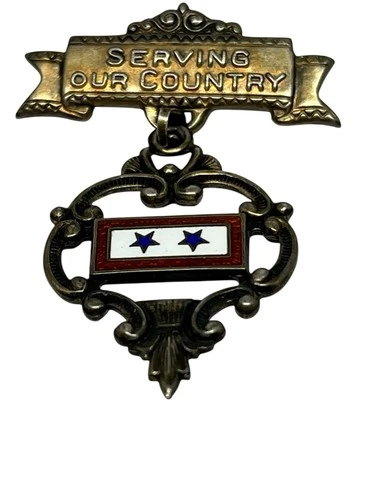 Vintage WW2 Sterling Brooch 2 Stars Showing 2 Sons Serving In The Military
