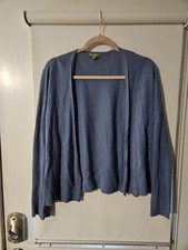 J.Jill Women's Blue Linen Blend Open Front Cardigan Size Large