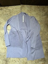 Lululemon Sit In Lotus Wrap II Sweater Cardigan Womens Size 6 Blue Merino Wool