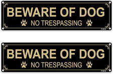 2-Pack Beware of Dog No Trespassing Sign, 12X3 Inch Aluminum Metal
