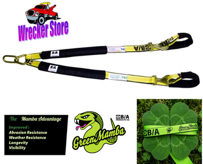 New! GREEN MAMBA! Low Profile Soft V Strap / V Bridle for Rollback Car Hauler