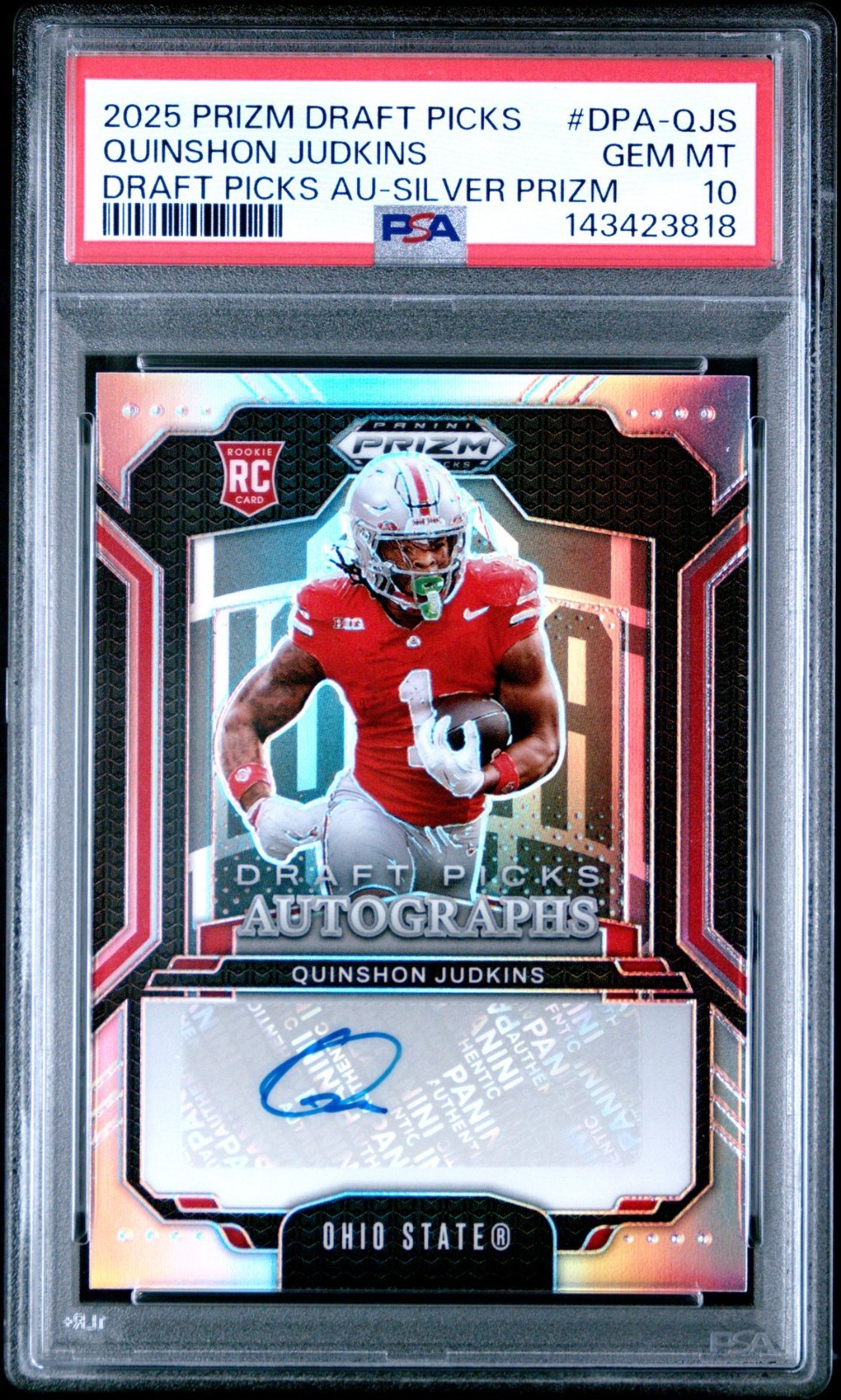 Quinshon Judkins Panini Prizm Draft Picks Draft Picks Autographs #DPAQJS Silver Prizm