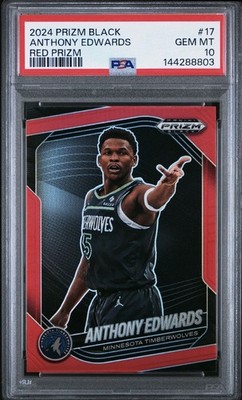 2024-25 Panini Prizm Black Anthony Edwards #17 True Red Prizm 084/299 PSA 10 Gem