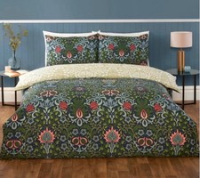 Image of Heritage Flora Floral Trail Leaf Reversible Duvet Cover Set Navy Blue Double
