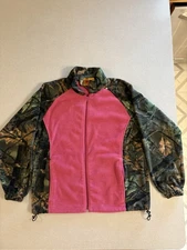 Women's Trail Crest Pink/& Camo Fleece Zip Jacket Size L Very Good Condition