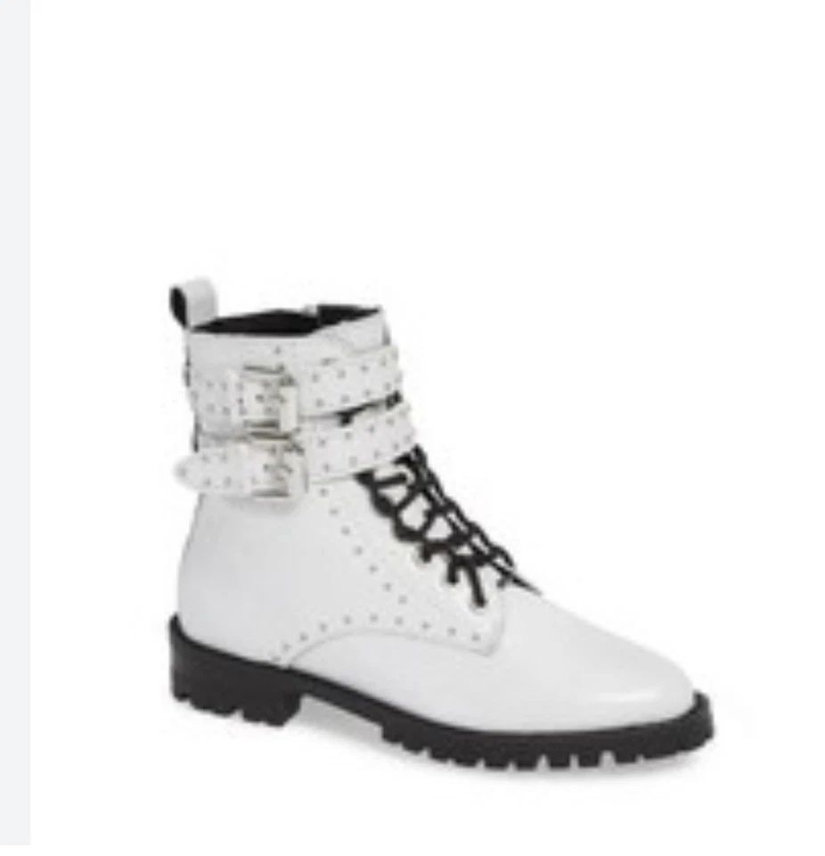 Rebecca Minkoff Jaiden Stud White Combat Boots Sz 9.5 Price Firm - Image 2 of 4
