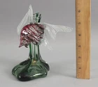 Vintage JICO Italian MURANO Cranberry & Silver-Fleck Art Glass FISH Bud Vase, NR
