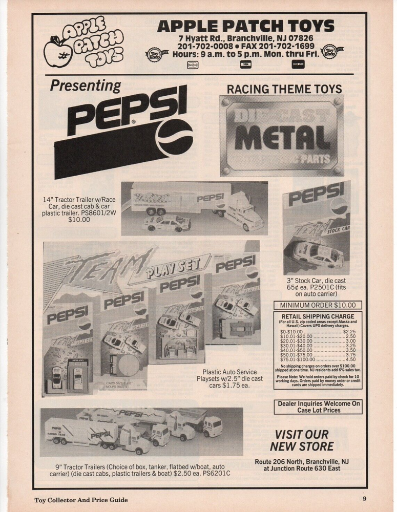 1994 Diecast Cars & Semi Trucks Toy PRINT AD - PEPSI COLA RACING THEME NASCAR